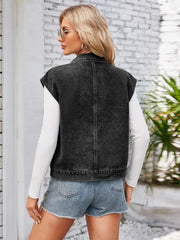 Cap Sleeve Denim Jacket with Pockets 
