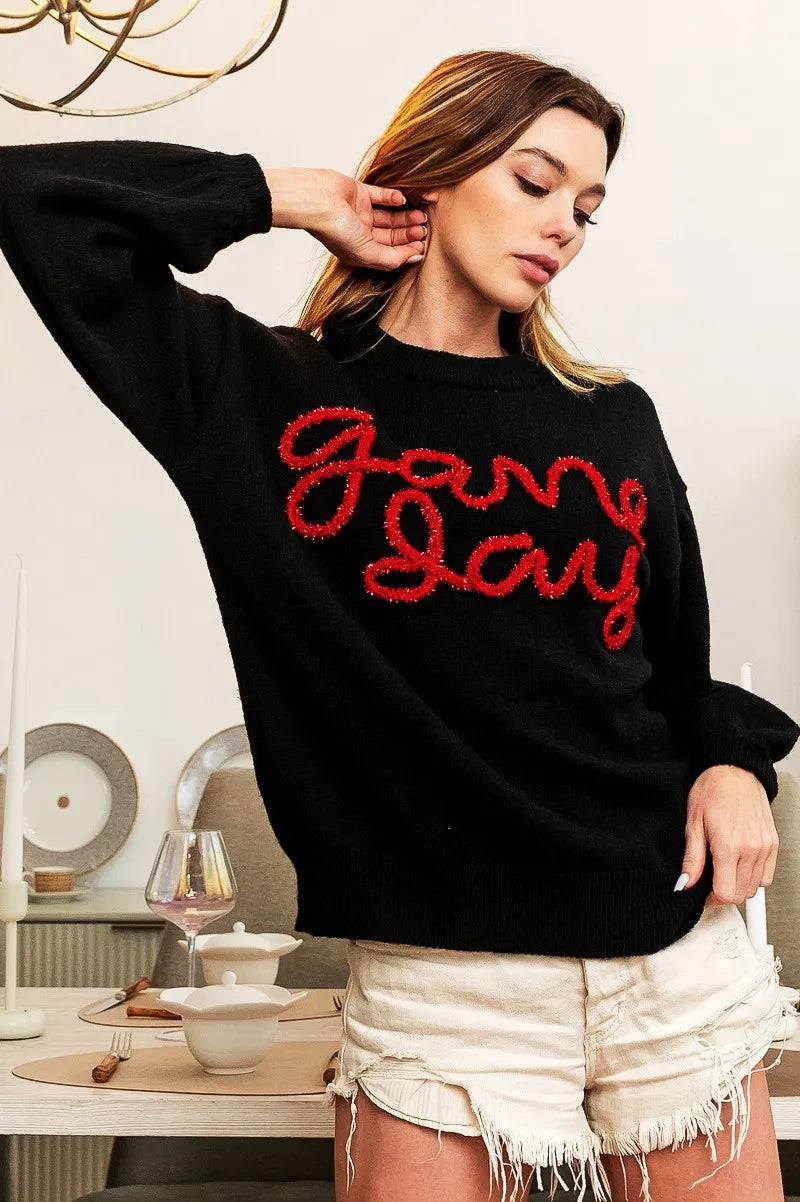 BiBi Game Day Metallic Letter Sweater 