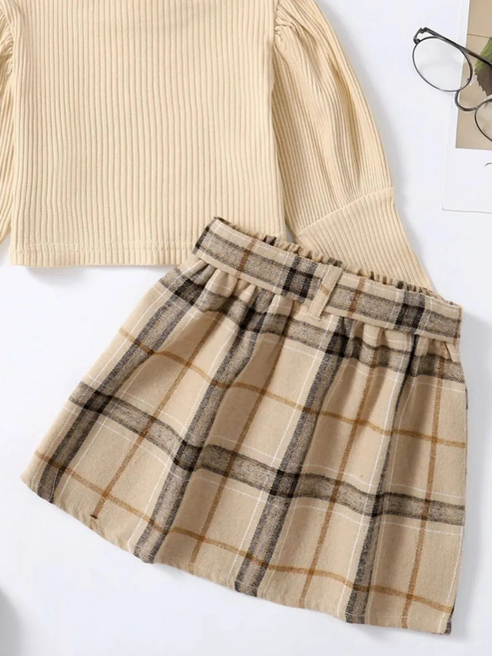 Turtleneck Long Sleeve Top and Skirt Set 