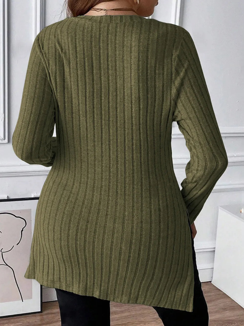Plus Size Square Neck Long Sleeve Top 