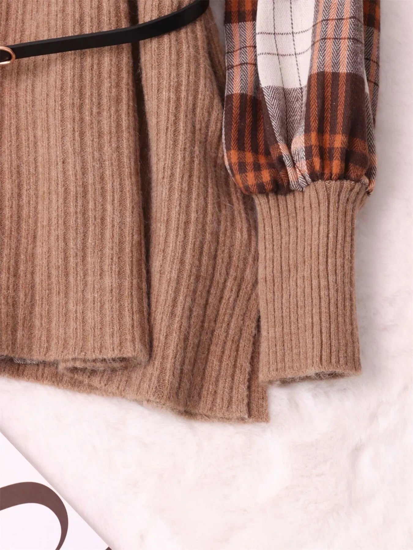 Plaid Long Sleeve Sweater Dress 