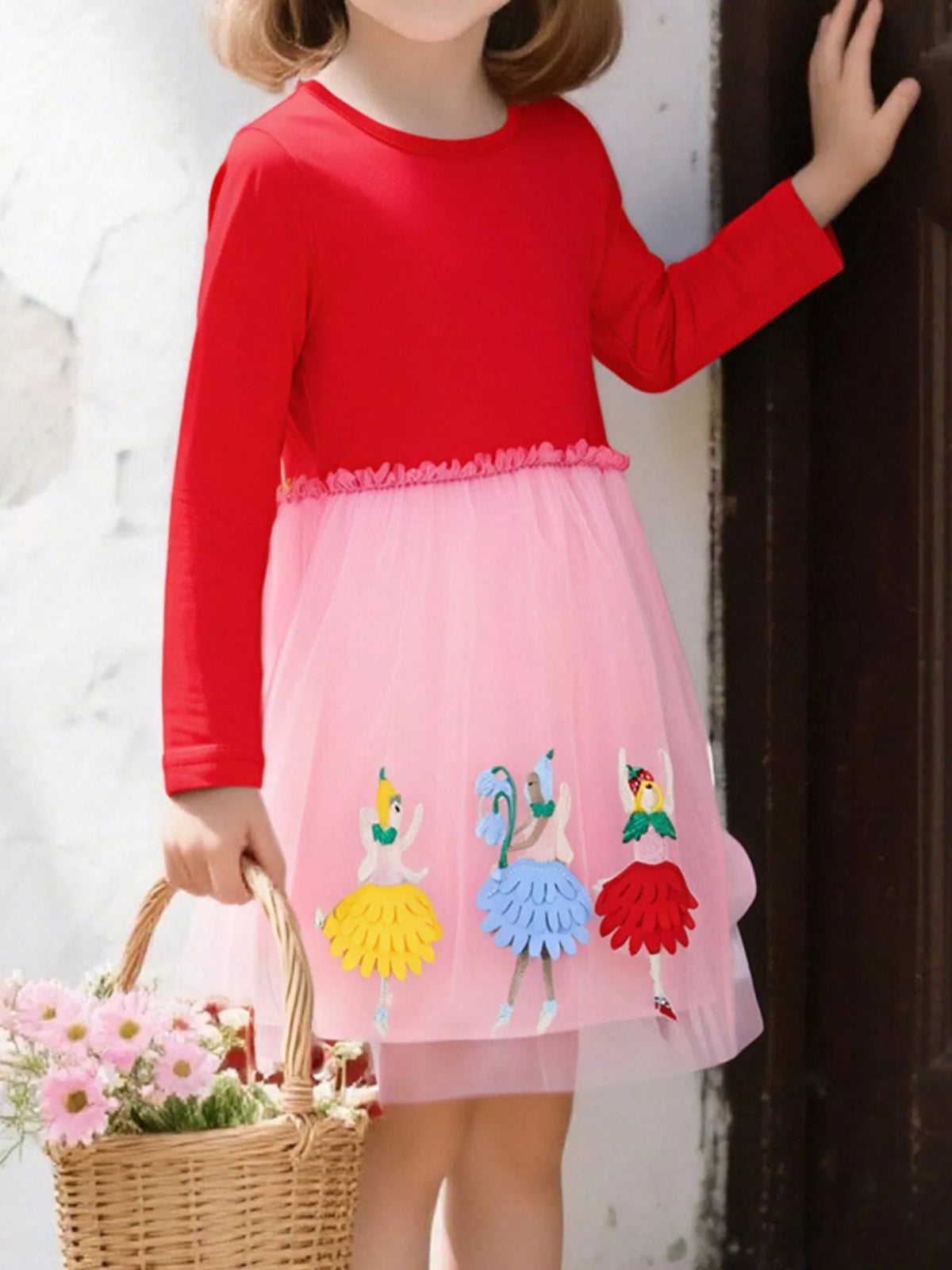 Children's Ballerina Applique Tulle Dress 
