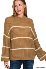 Zenana Oversize Striped Sweater 