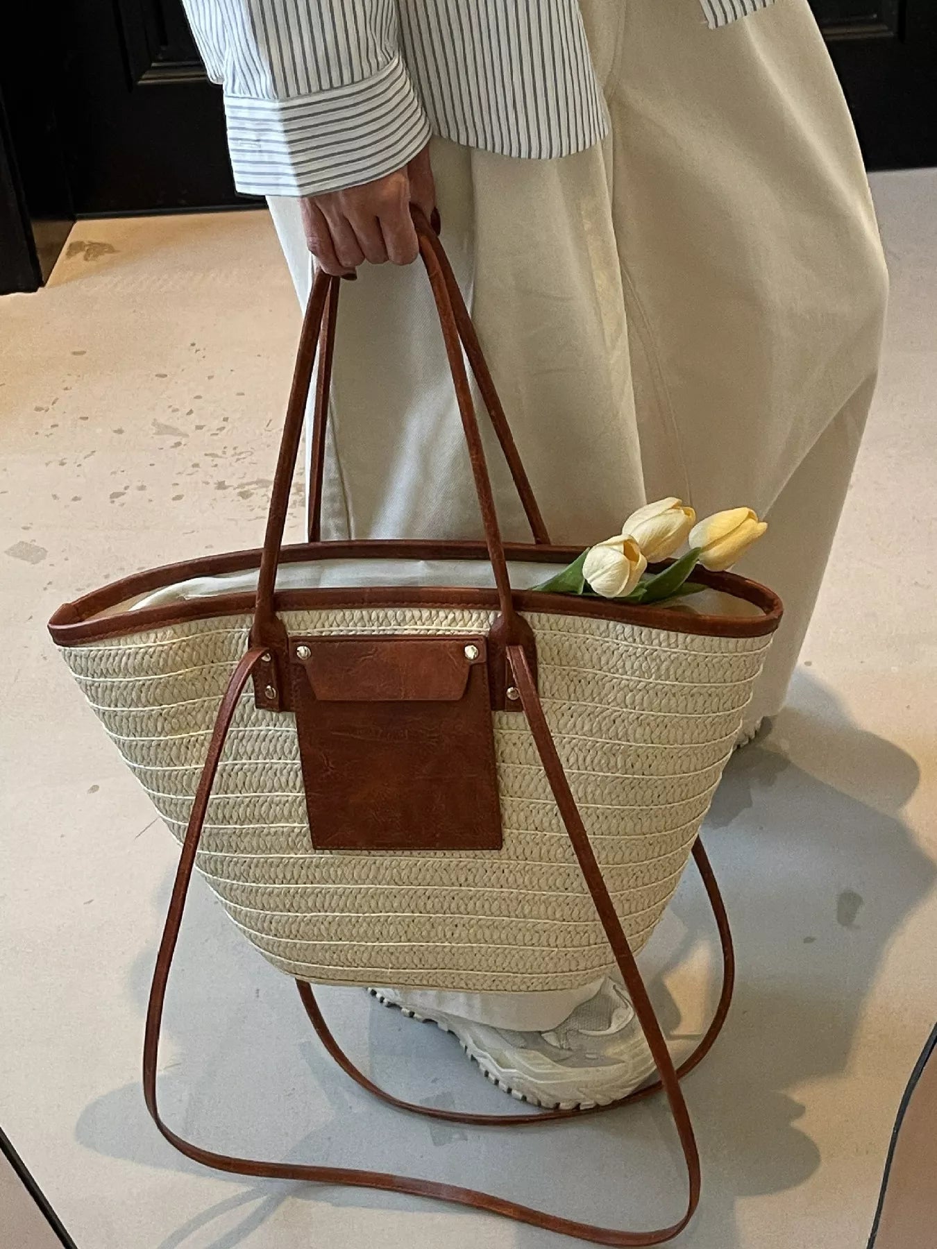 Woven Straw Tote Bag 