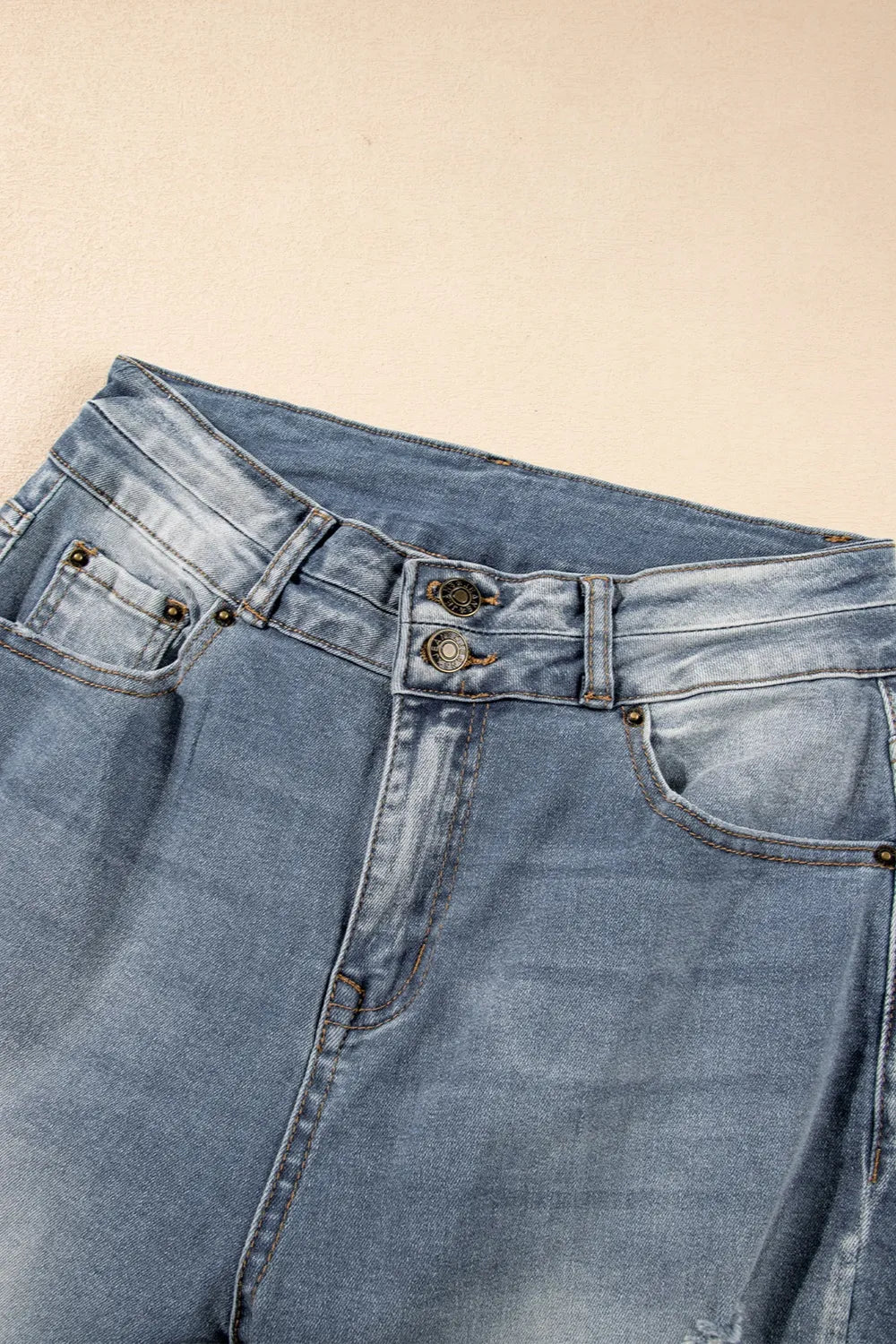 Distressed Raw Hem Bootcut Jeans 