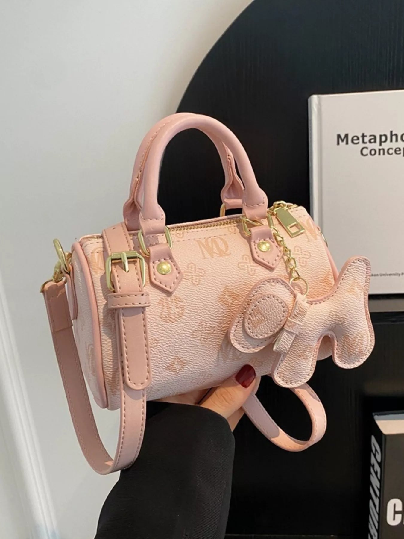 Barrel Crossbody Bag with Charm 