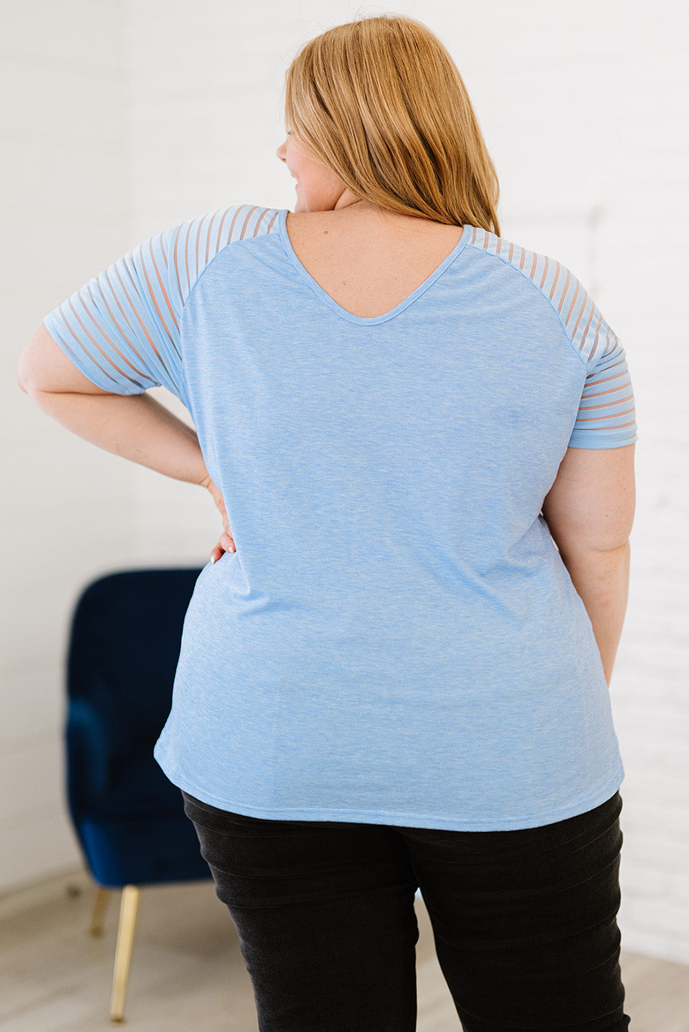 Plus Size V-Neck Raglan Sleeve Tee 