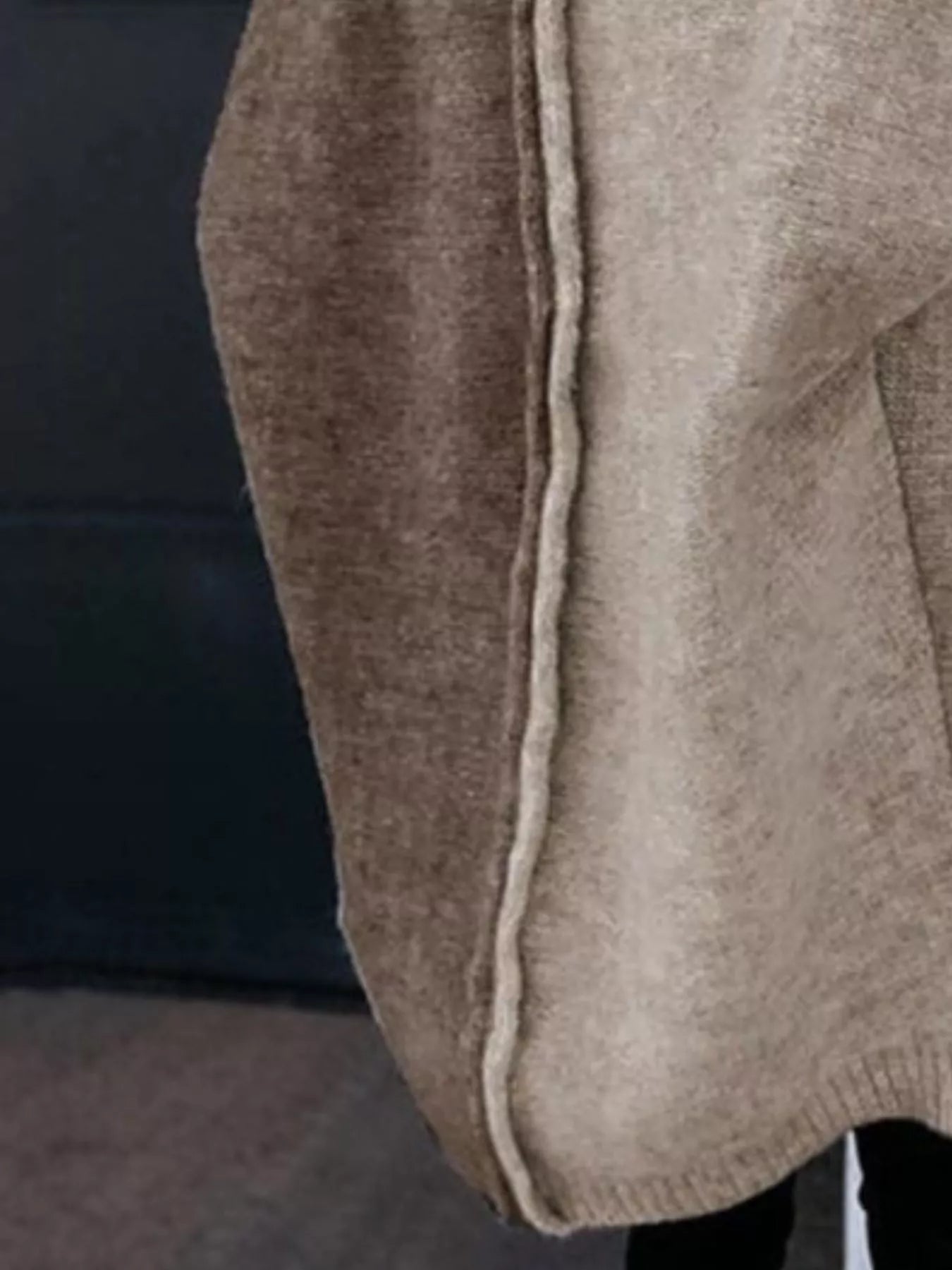 Two-Tone Open Front Knit Hooded Cardigan 