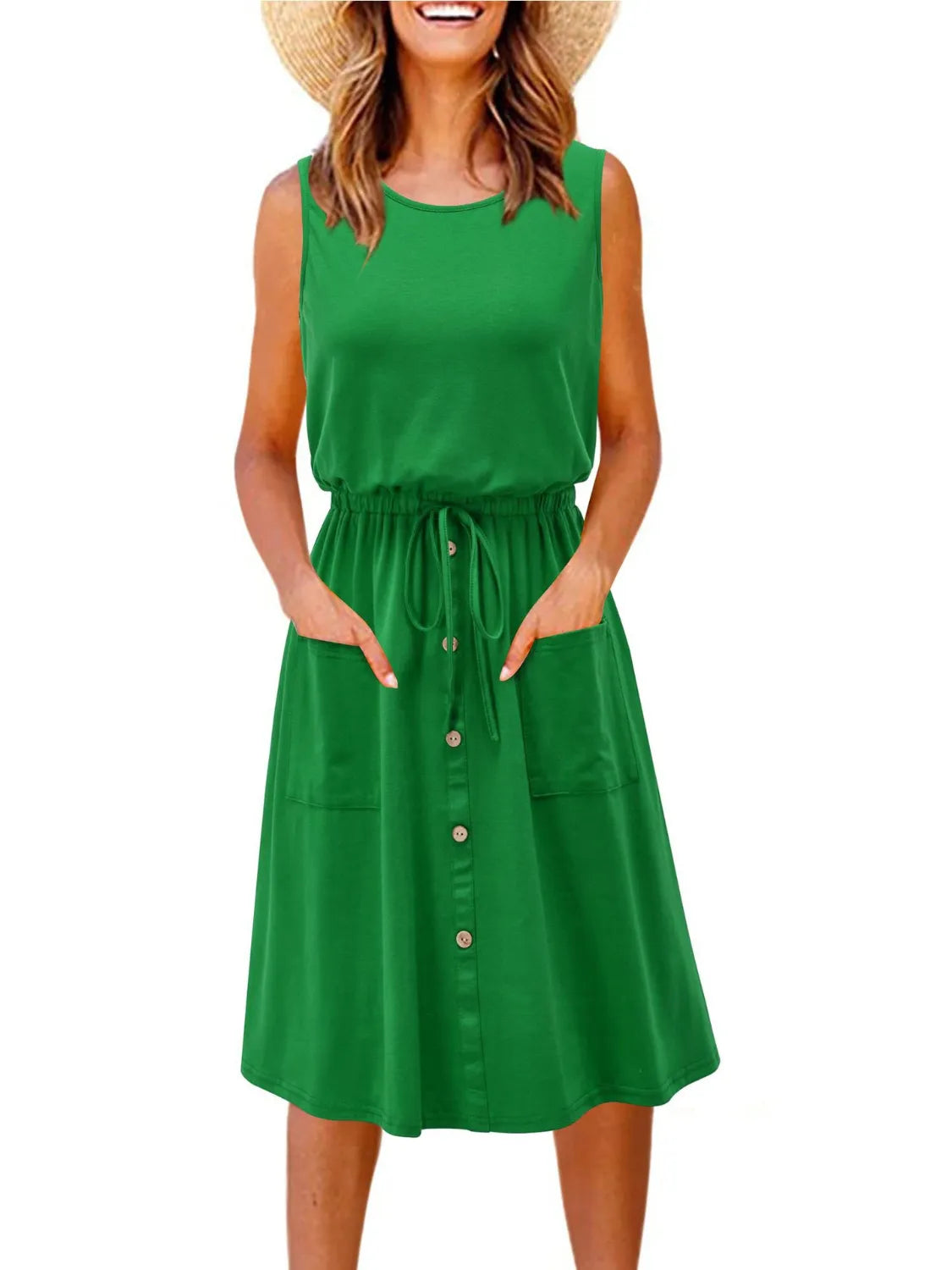 Full Size Round Neck Sleeveless Tank Dress Plus Size 