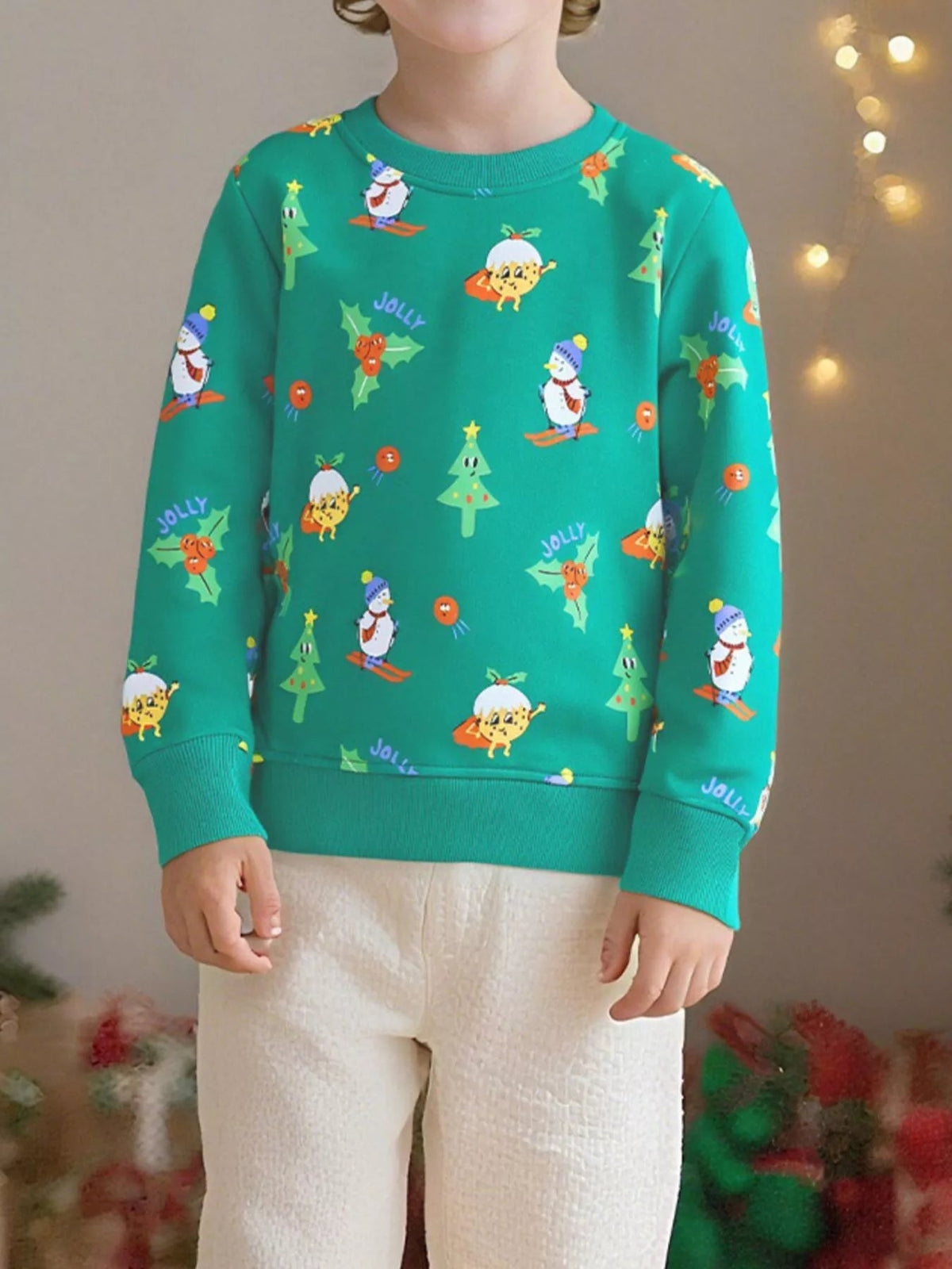 Children's Christmas Print Round Neck Sweatshirt 