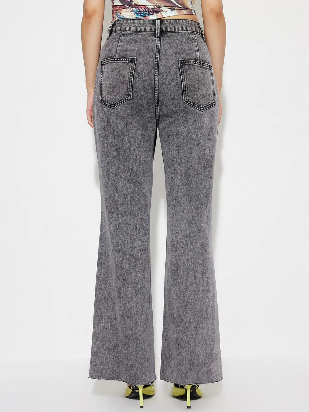 High Waist Bootcut Jeans with Pockets 