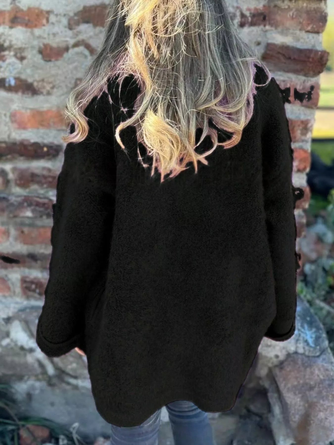 Open Front Long Sleeve Fluffy Jacket 