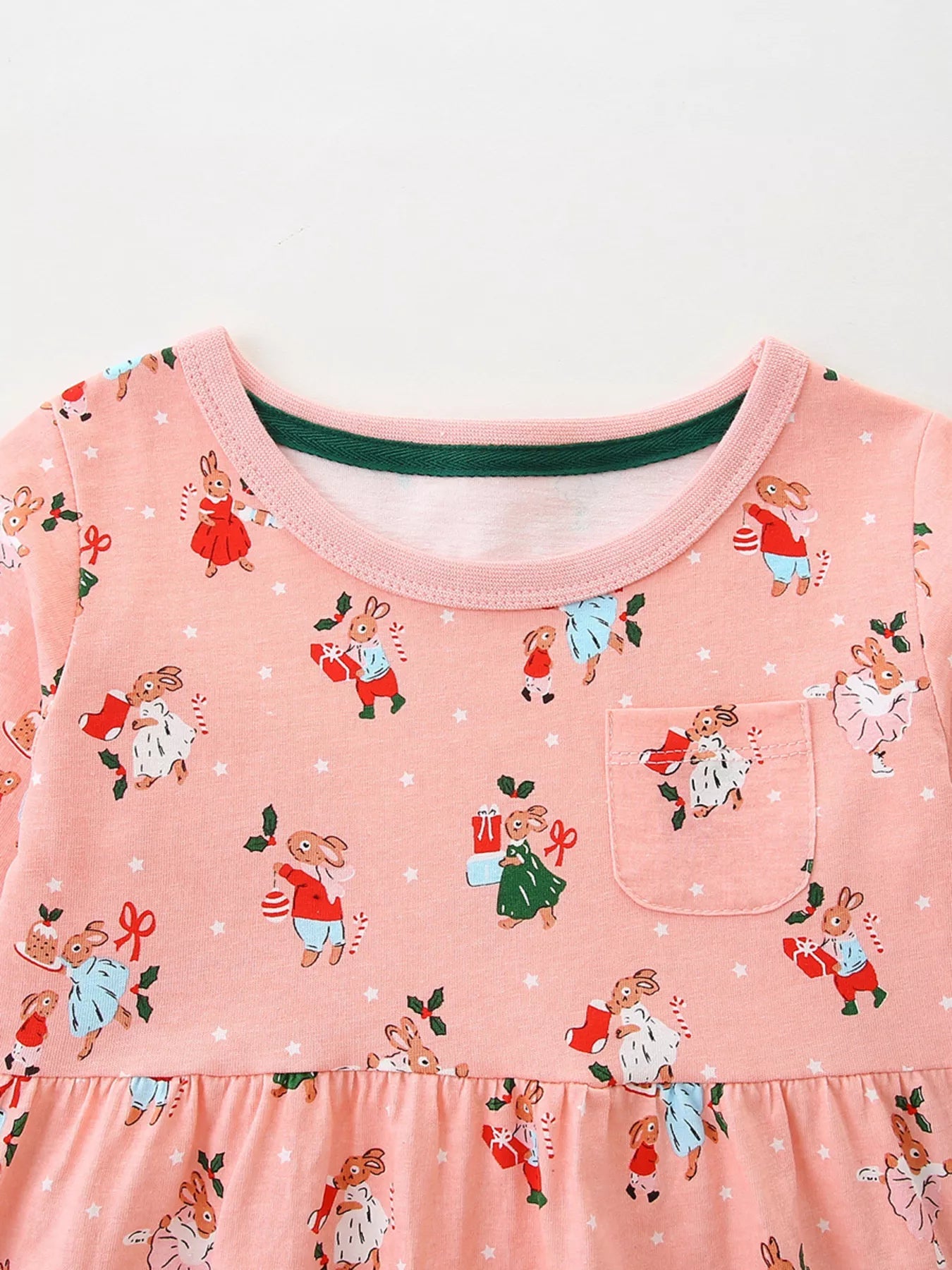 Children's Christmas Print Long Sleeve Dress 