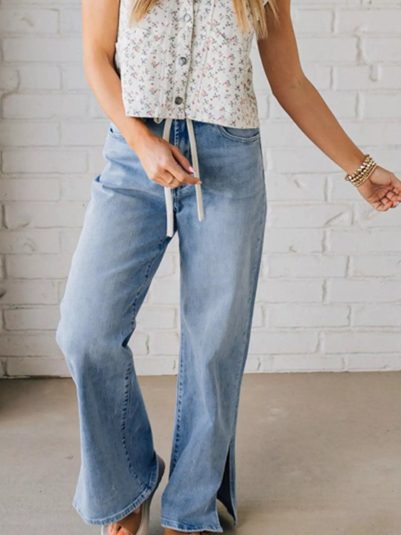 Slit Wide Leg Jeans 