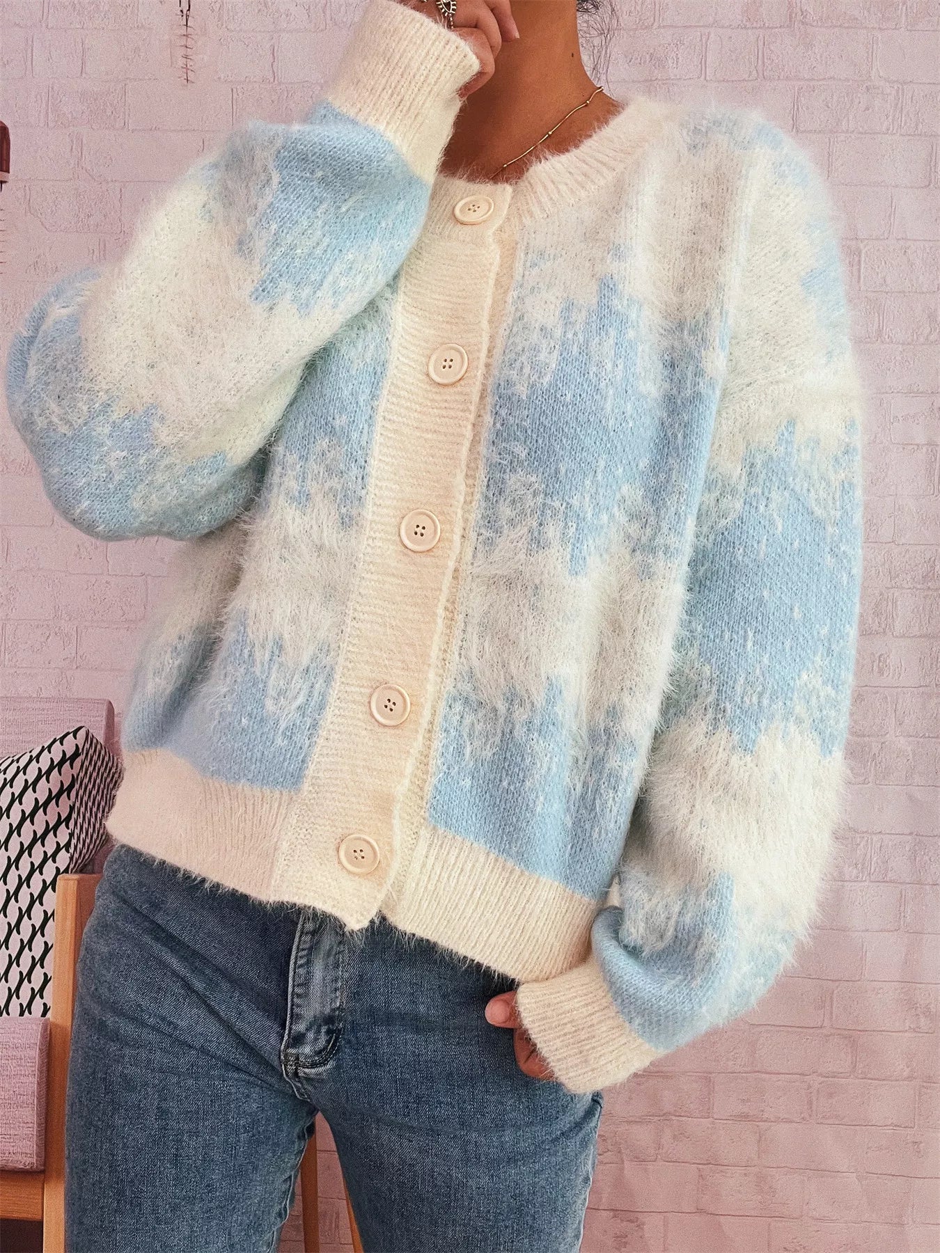 Ribbed Hem Button Up Cardigan 