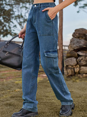 High Waist Cargo Jeans 