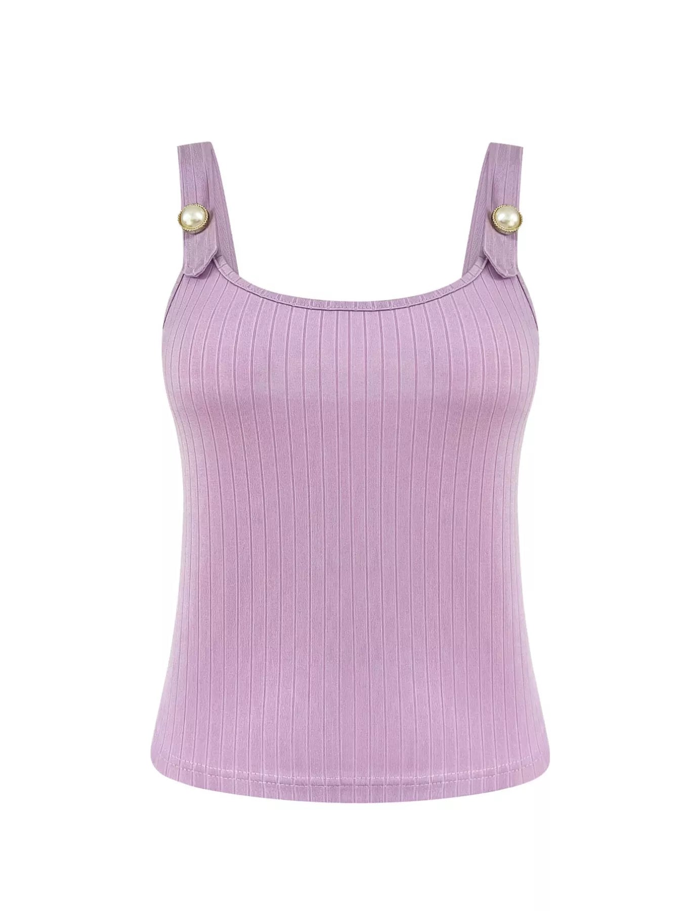 Pearl Detail Scoop Neck Tank 