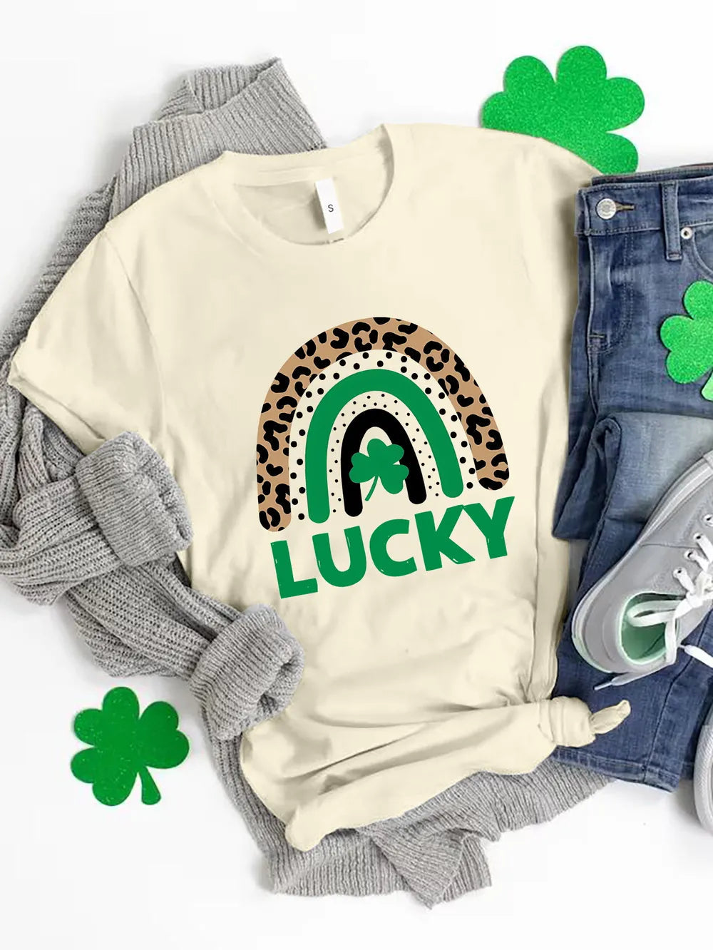 LUCKY Round Neck Short Sleeve T-Shirt 