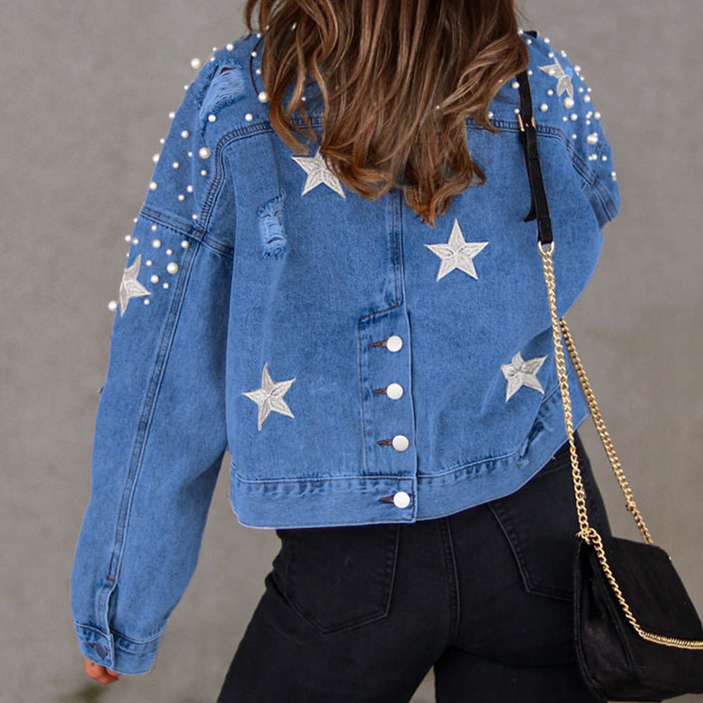 Bead Detail Denim Jacket 