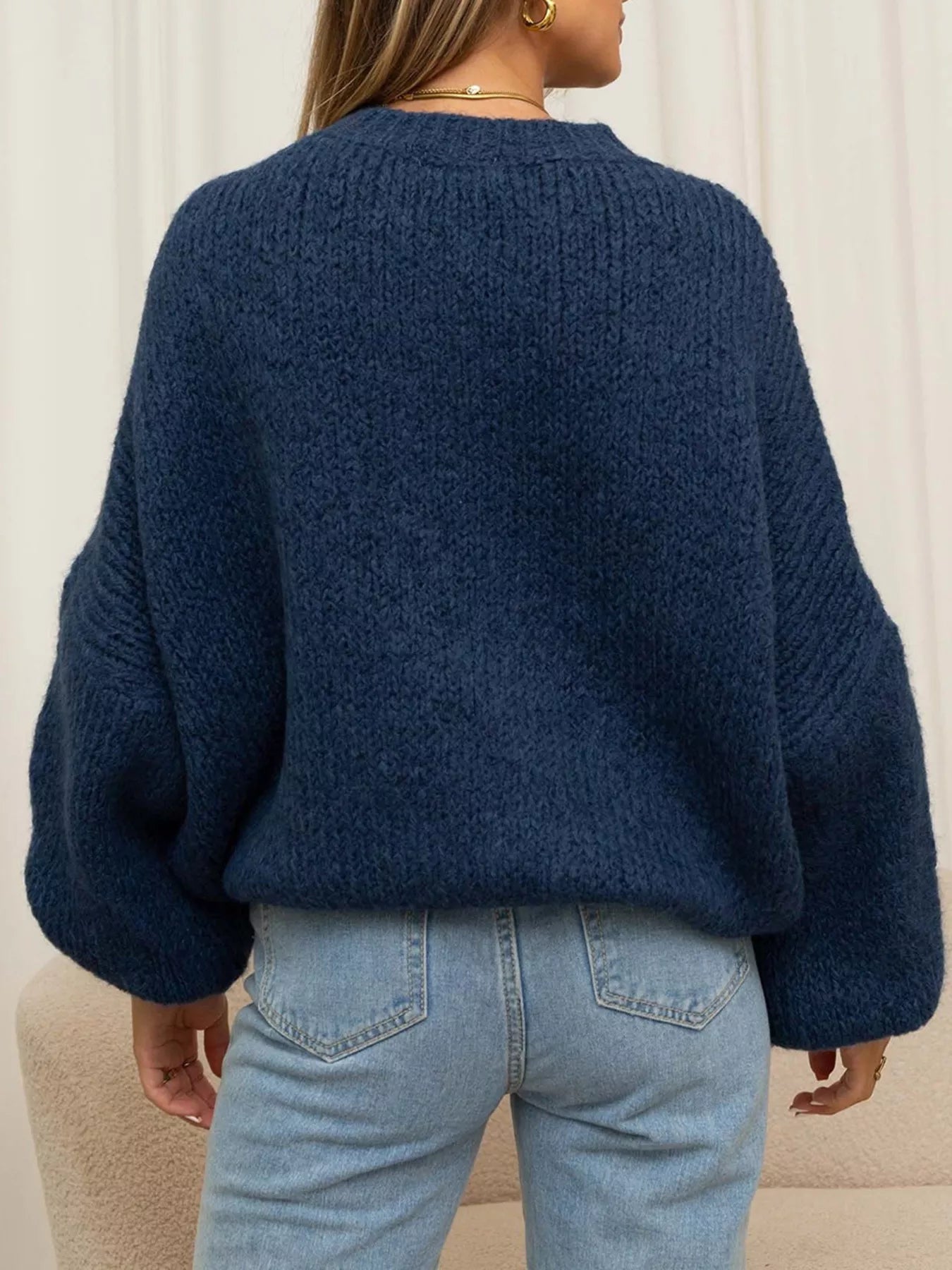 Round Neck Dropped Shoulder Sweater 