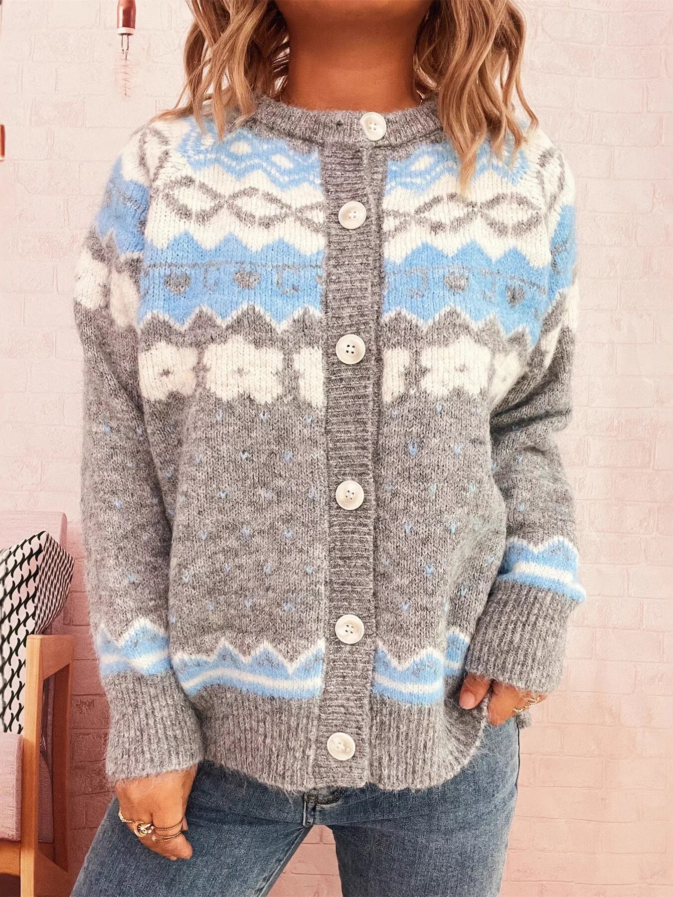 Ribbed Button Down Knit Cardigan 