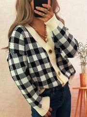 Plaid Button-Down Cardigan 