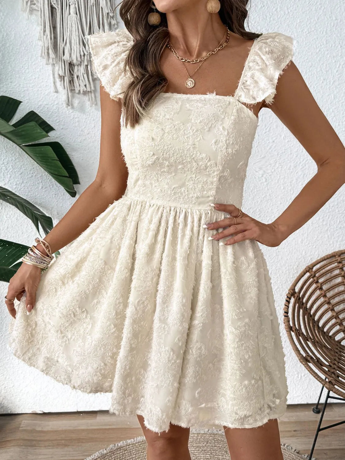 Cutout Cap Sleeve Mini Cami Dress 