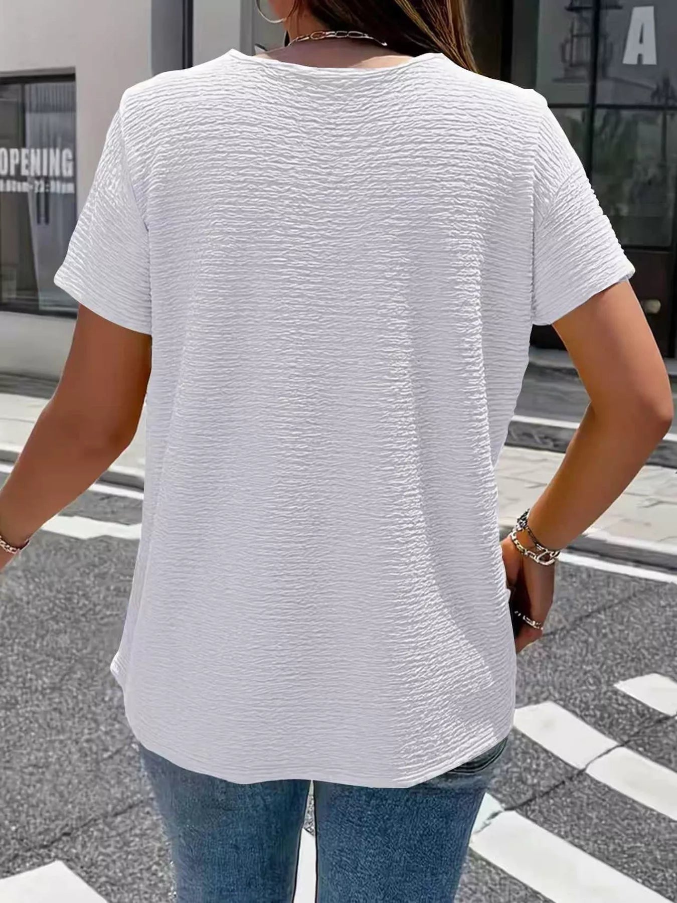 Textured Short Sleeve Blouse 