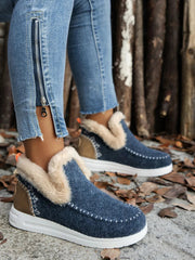 Furry Suede Round Toe Flat Sneakers 