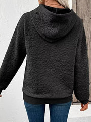 Textured Floral Quilted Hoodie 