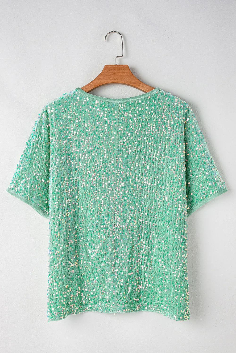 Layered Sequin V-Neck Half Sleeve Top 
