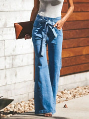 High-Waisted Tie-Front Flare Jeans 