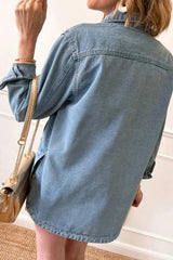 Pocketed Button Up Long Sleeve Denim Jacket 