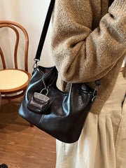 Leather Crossbody Bag with Charm 