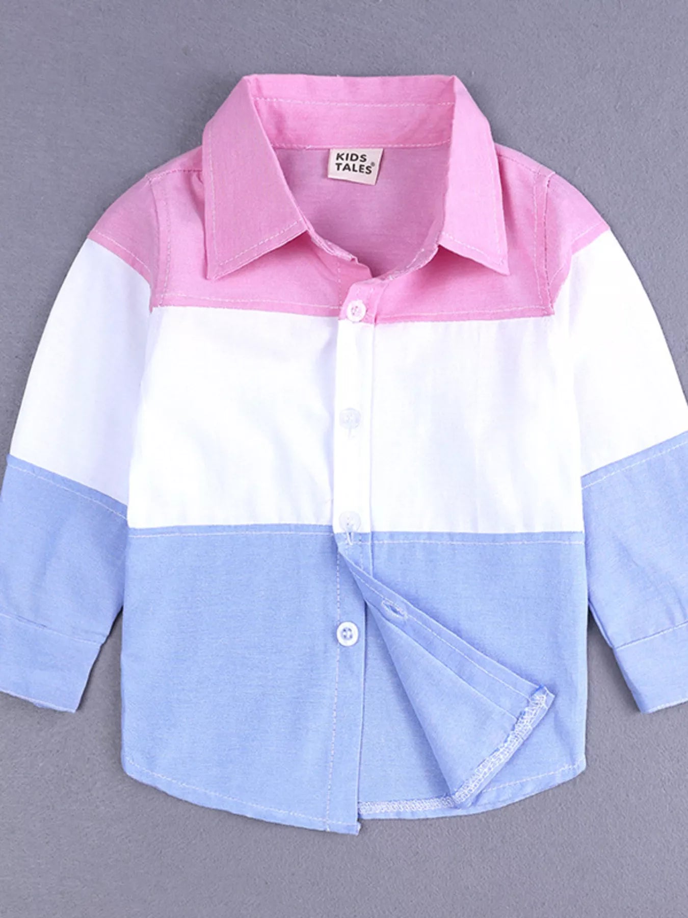 Children's Color Block Shirt & Ripped Jeans Set 