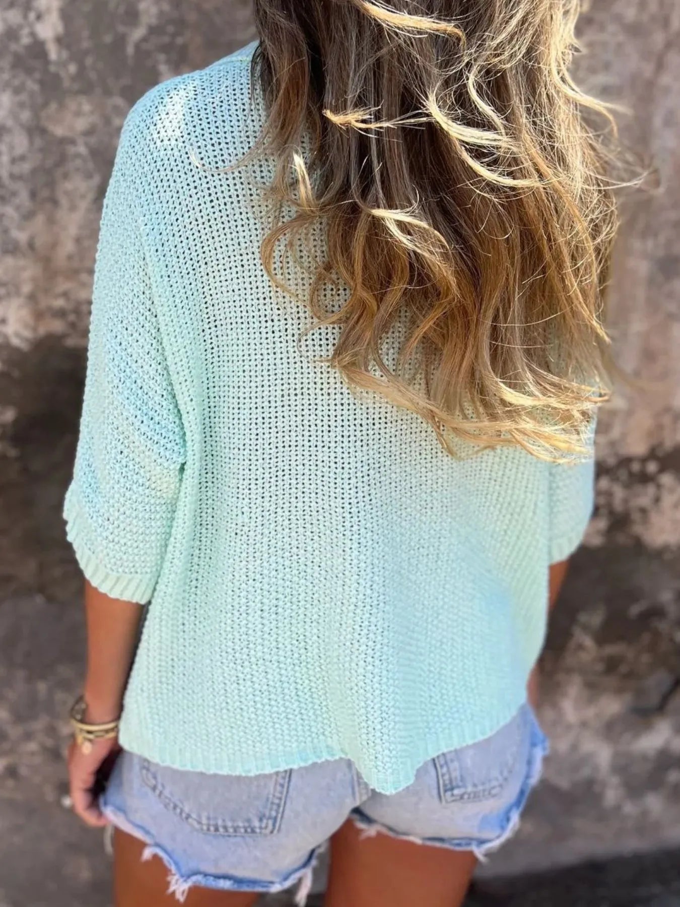 Full Size Johnny Collar Loose Knit Sweater Plus Size 