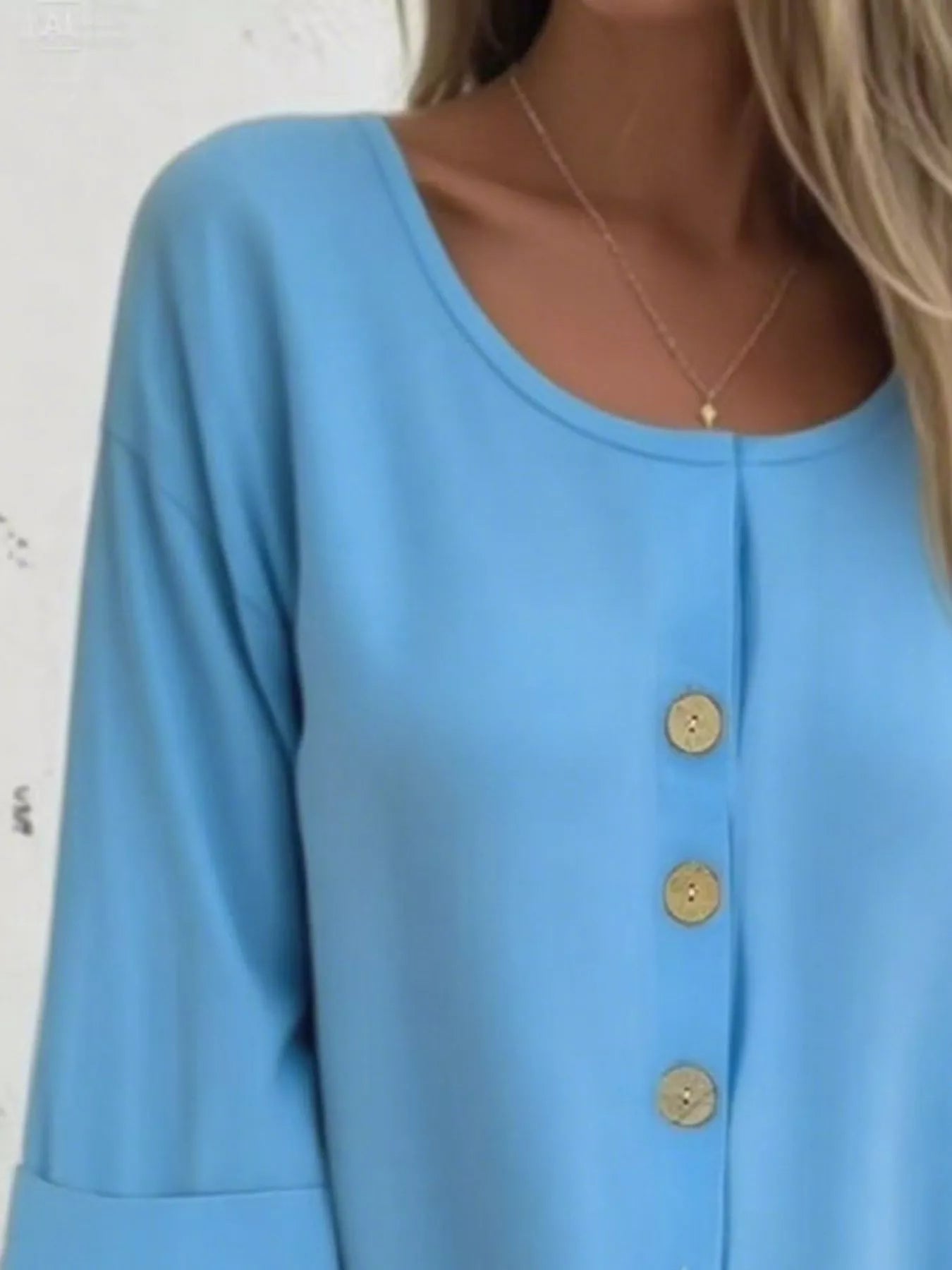 Full Size Button-Front 3/4 Sleeve Casual Blouse Plus Size 