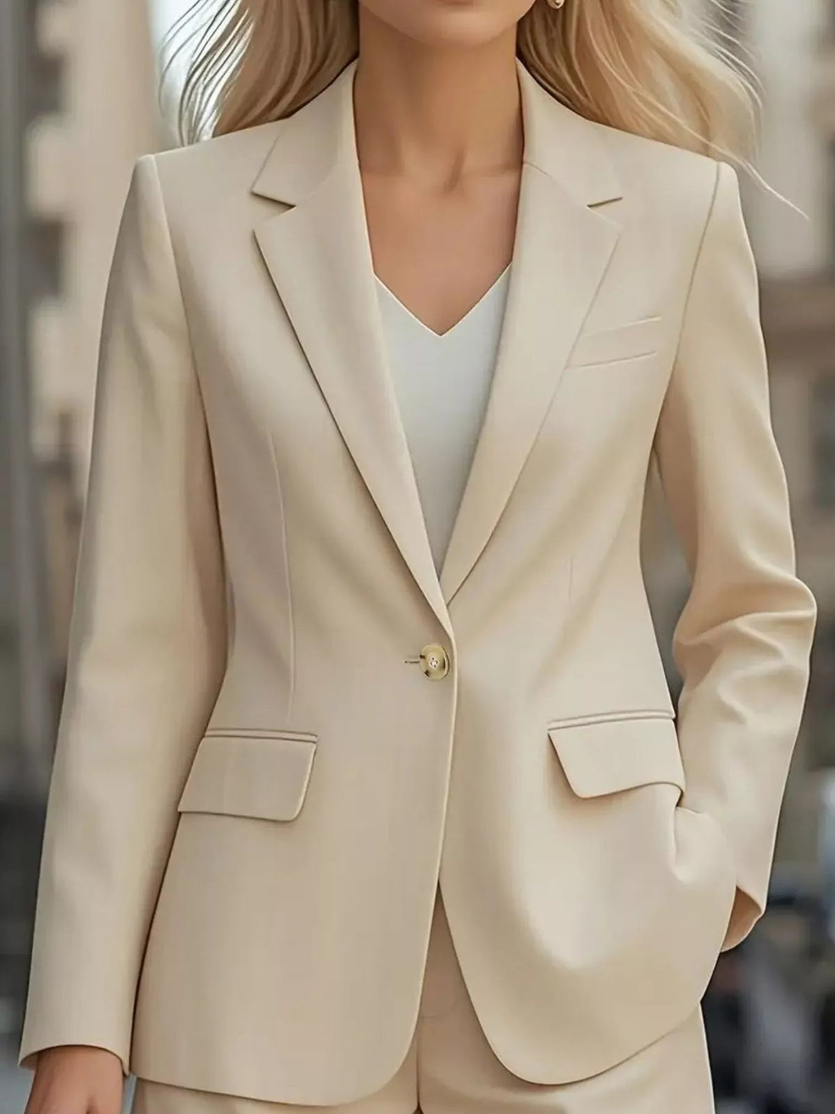 Lapel Collar One Button Blazer 