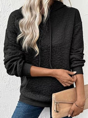 Textured Floral Quilted Hoodie 
