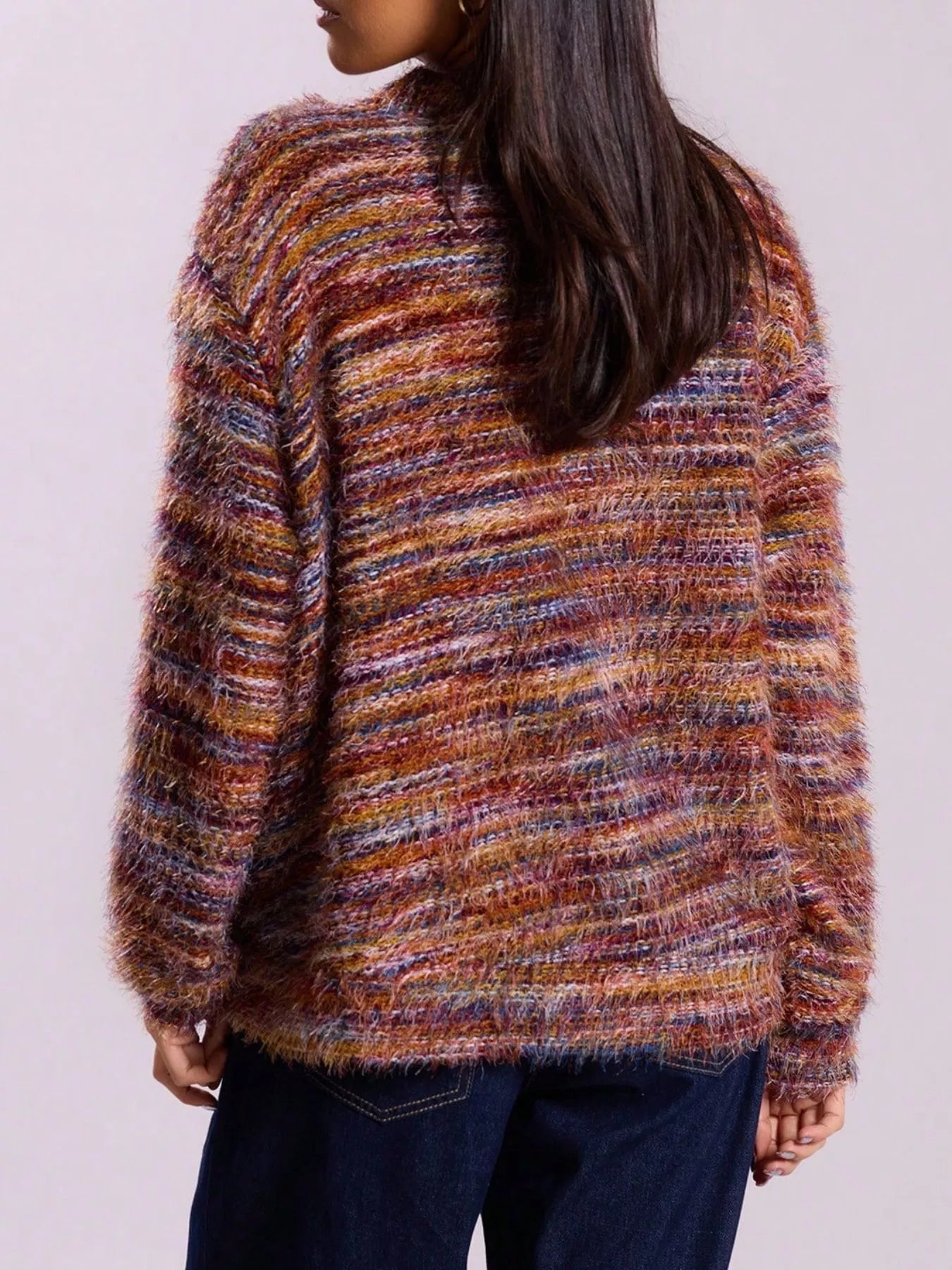 Chunky Knit V-Neck Button-Up Cardigan 