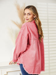 Distressed Raw Hem Denim Jacket 