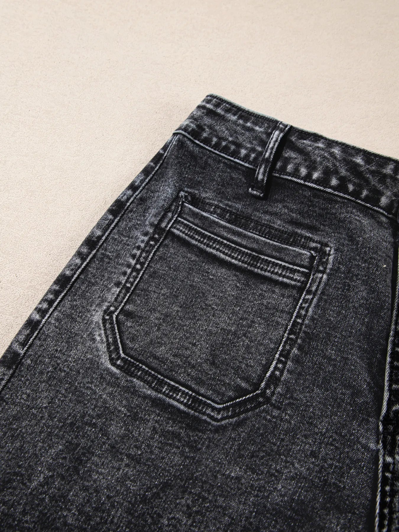 High-Waisted Wide Leg Washed Jeans 