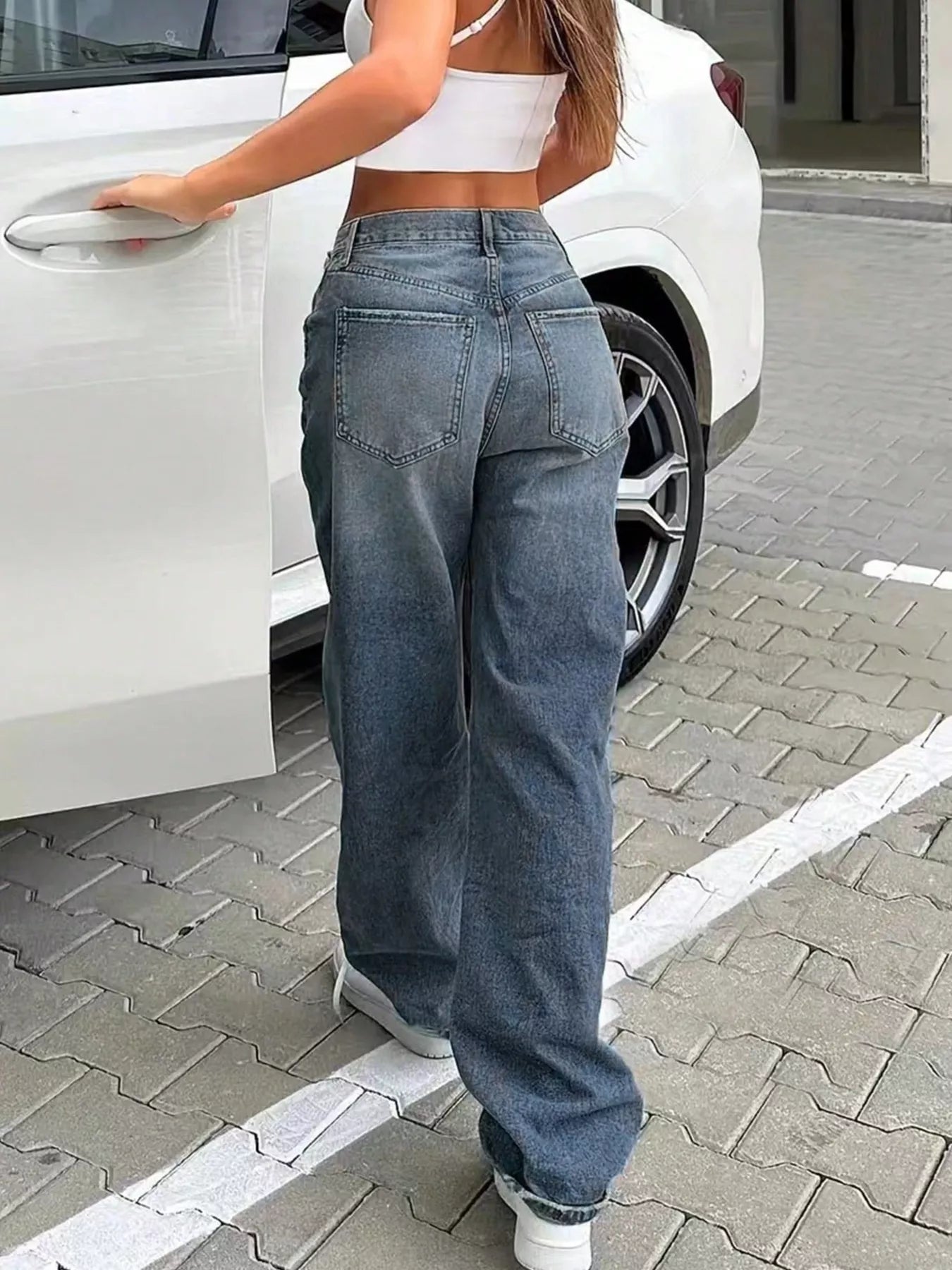 Washed Wide Leg Jeans 