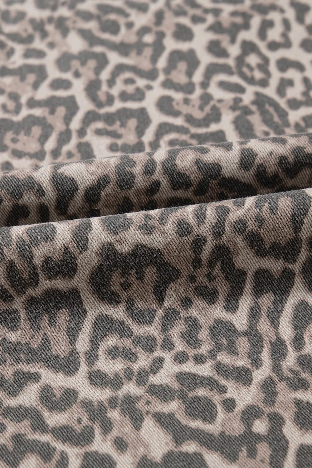 Leopard Frayed Edge Wide Leg High Waist Jeans 