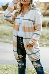 Plus Size Striped Open Front Cardigan 