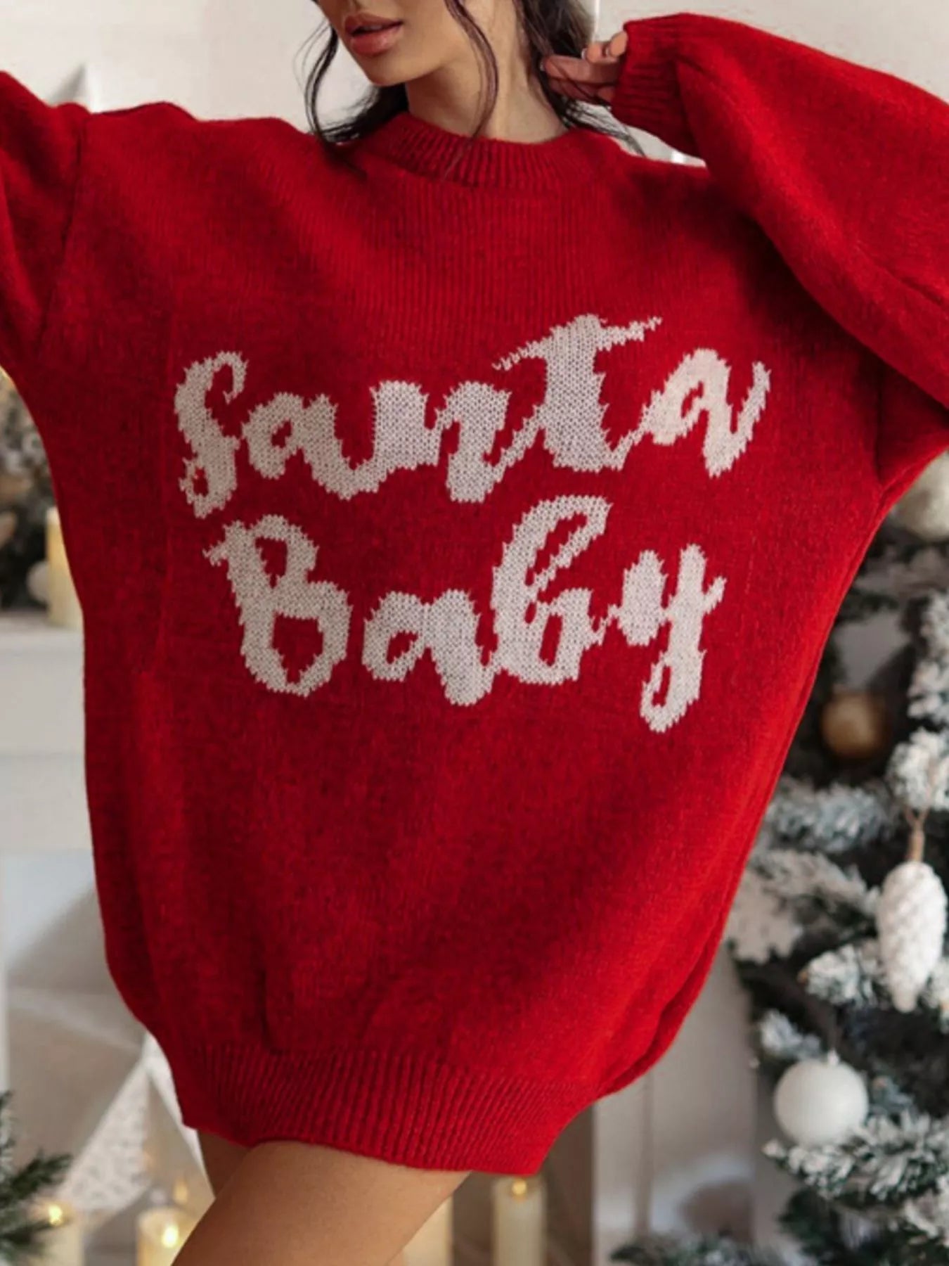 Christmas Letter Oversized Sweater Dress 