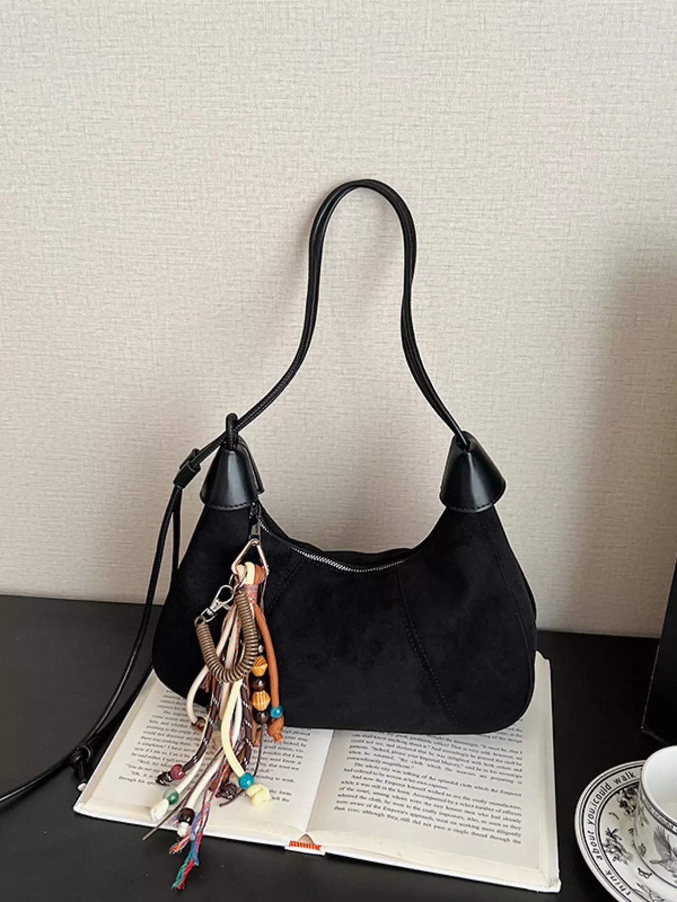 Vintage Suede Tassel Shoulder Bag 