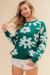 BiBi Flower Pattern Long Sleeves Sweater Top 