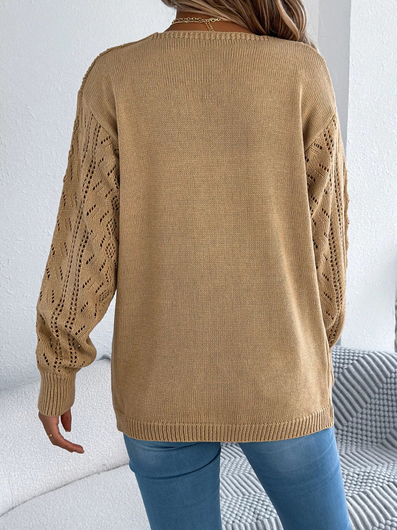 Openwork Open Front Cardigan 