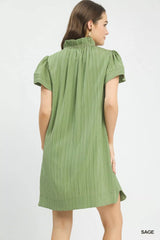 Umgee Flutter Sleeve V-Neck Shift Dress 